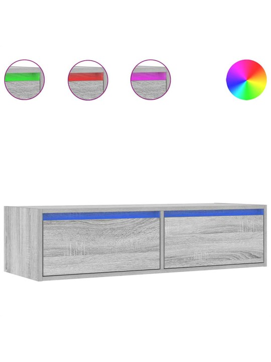 Tv skříňka s led osvětlením šedý sonoma 100x35,5x25 cm