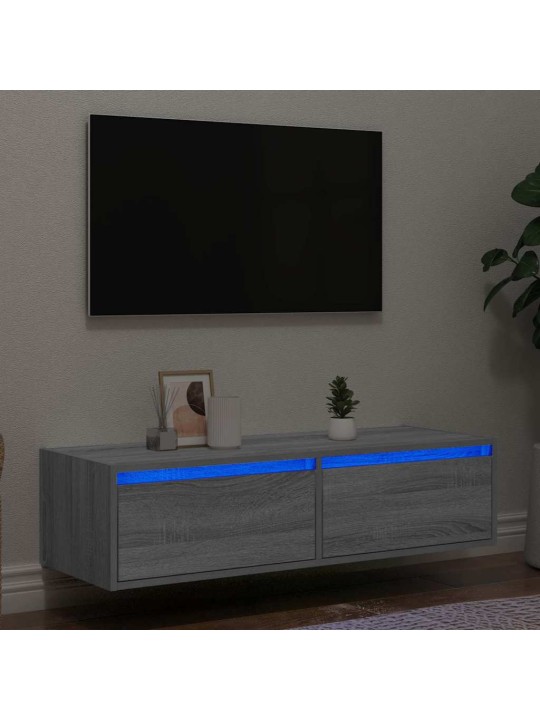 Tv skříňka s led osvětlením šedý sonoma 100x35,5x25 cm