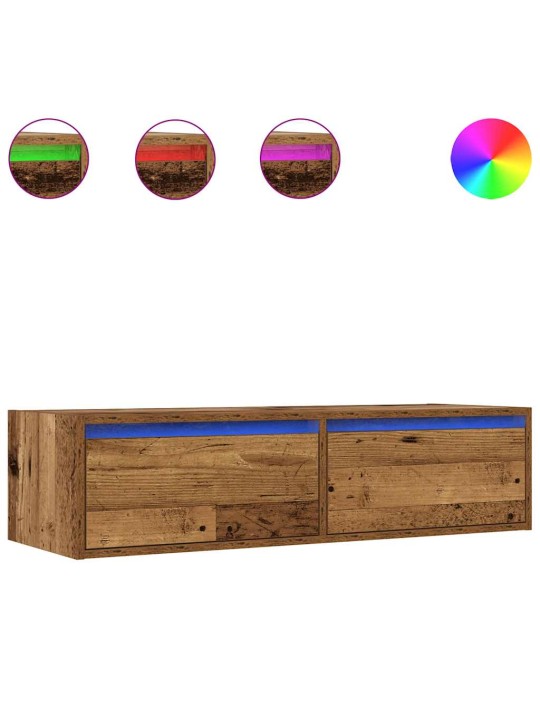 Tv skříňka s led osvětlením starého dřeva 100x35,5x25 cm