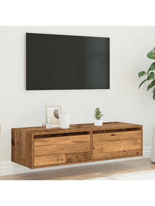 Tv skříňka s led osvětlením starého dřeva 100x35,5x25 cm