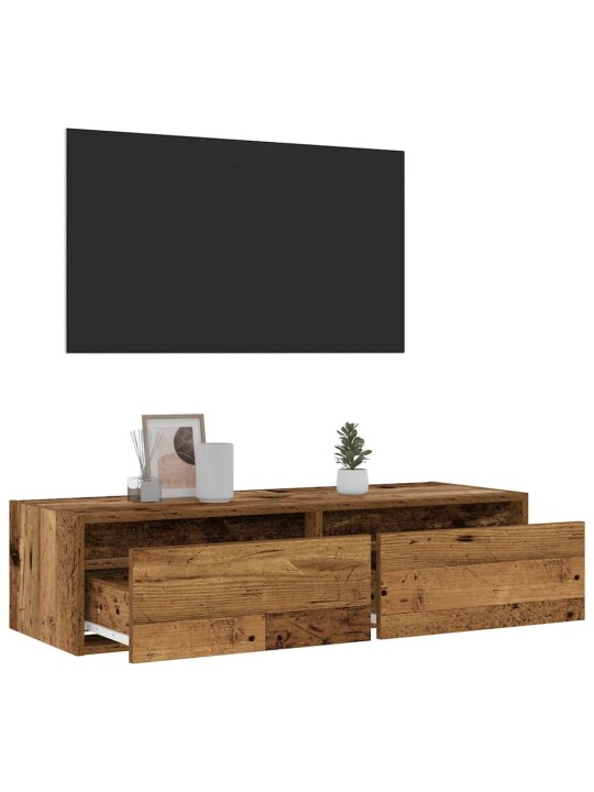 Tv skříňka s led osvětlením starého dřeva 100x35,5x25 cm