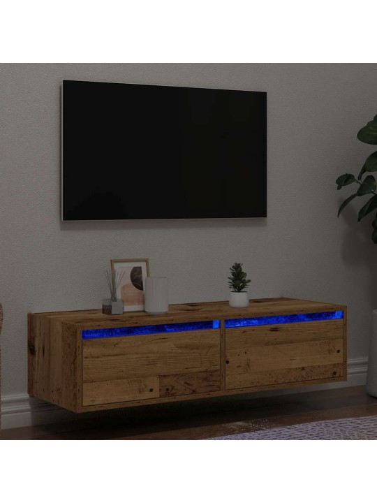 Tv skříňka s led osvětlením starého dřeva 100x35,5x25 cm