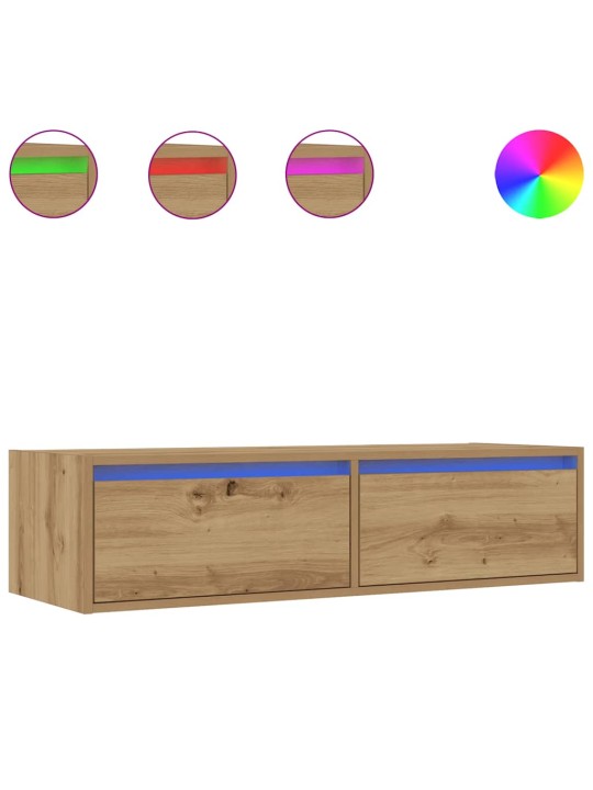 Tv skříňka s led osvětlením dub artisan 100x35,5x25 cm
