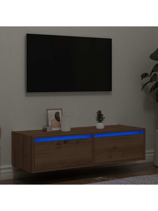 Tv skříňka s led osvětlením dub artisan 100x35,5x25 cm