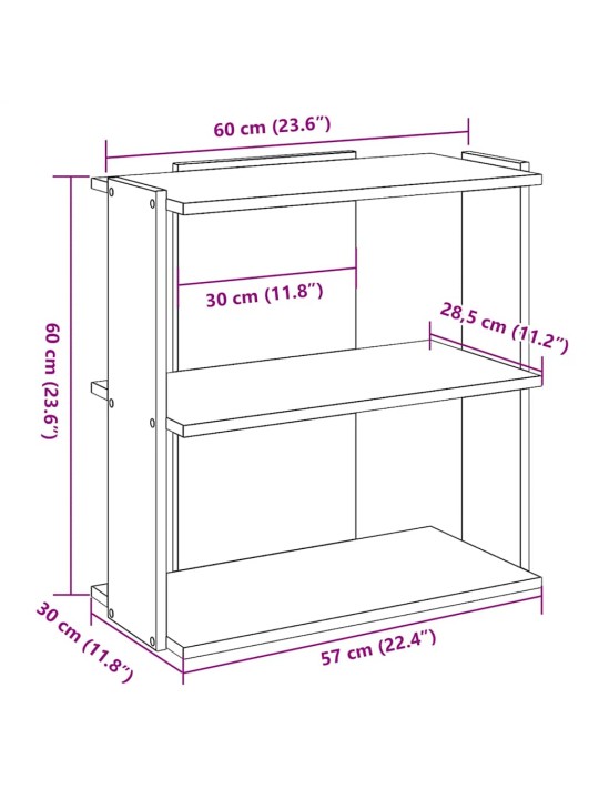 Knihovna 3patrová bílá 60x30x60 cm kompozitní dřevo