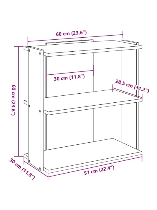 Knihovna se 3 policemi dub sonoma 60x30x60 cm kompozit