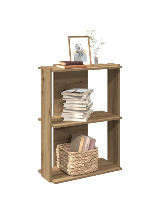 Knihovna se 3 policemi dub artisan 60x30x80 cm kompozit