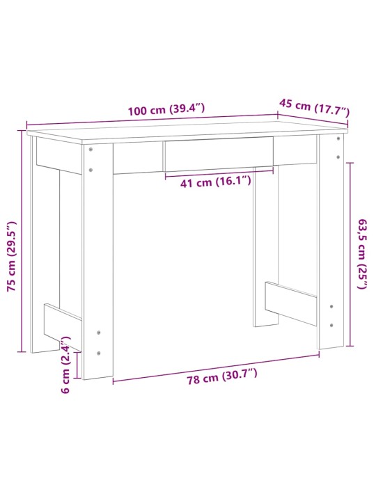 Psací stůl bílý 100x45x75 cm dřevotříska