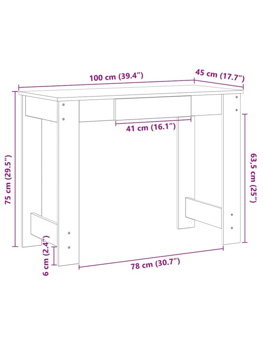 Psací stůl betonově šedý 100x45x75 cm dřevotříska