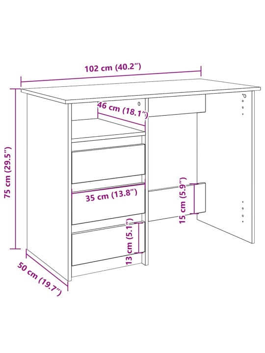 Psací stůl betonově šedý 102 x 50 x 75 cm kompozitní dřevo