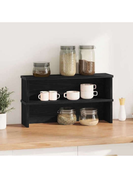 Kuchyňské regály stohovatelné 2 pcs černý 60x15x16 cm