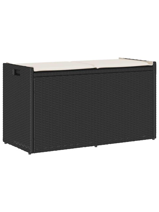 Venkovní lavice s polštářem černá 100 cm poly ratan