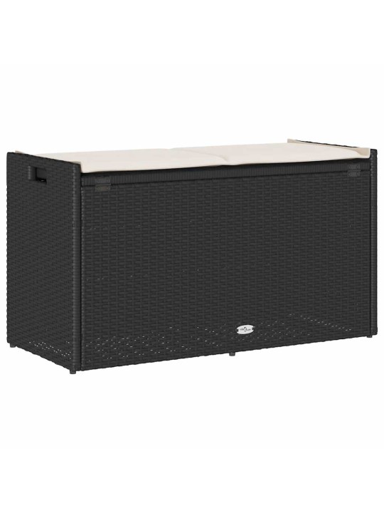 Venkovní lavice s polštářem černá 100 cm poly ratan