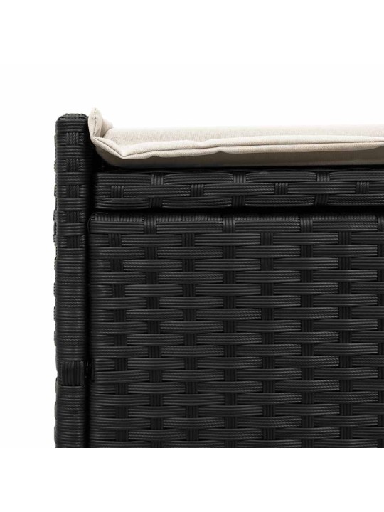 Venkovní lavice s polštářem černá 100 cm poly ratan