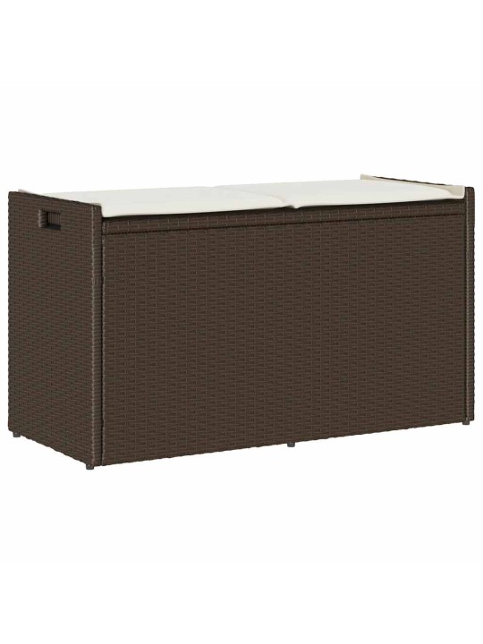 Vidaxl venkovní úložná lavice s polštářem brown 100 cm poly rattan