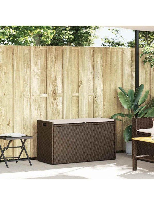 Vidaxl venkovní úložná lavice s polštářem brown 100 cm poly rattan