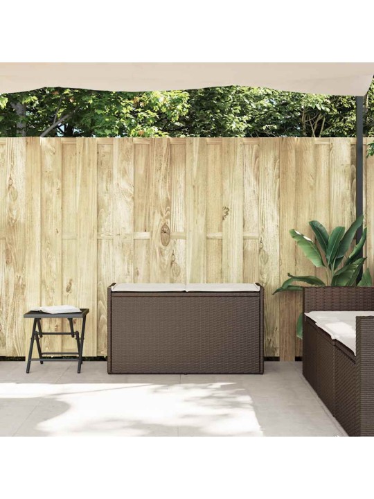 Vidaxl venkovní úložná lavice s polštářem brown 100 cm poly rattan