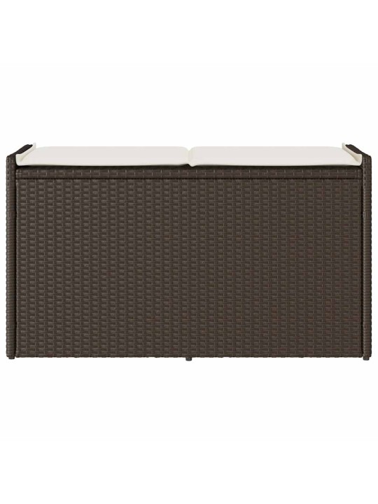 Vidaxl venkovní úložná lavice s polštářem brown 100 cm poly rattan