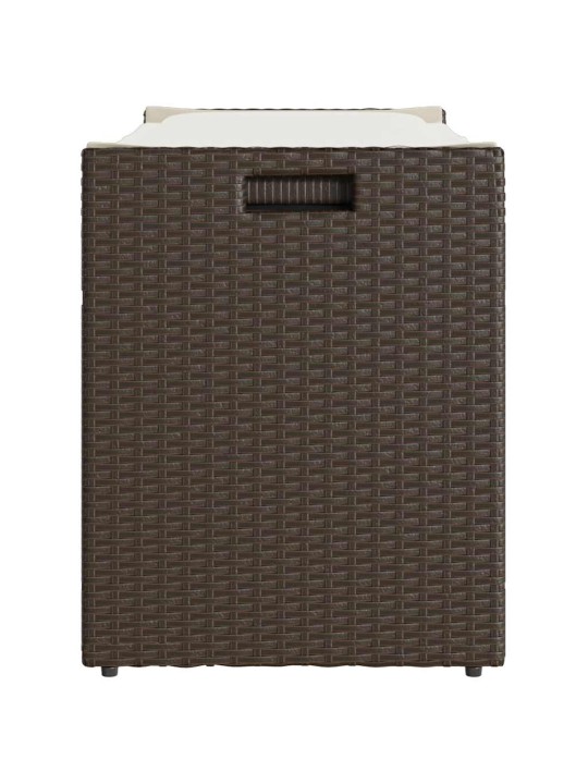 Vidaxl venkovní úložná lavice s polštářem brown 100 cm poly rattan