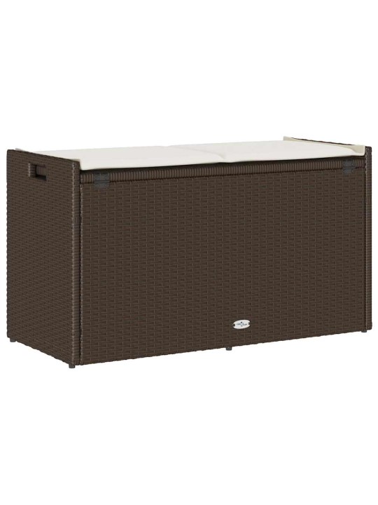 Vidaxl venkovní úložná lavice s polštářem brown 100 cm poly rattan