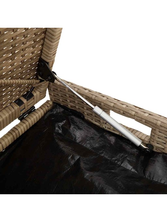 Venkovní lavice s polštářem béžová 100 cm poly ratan