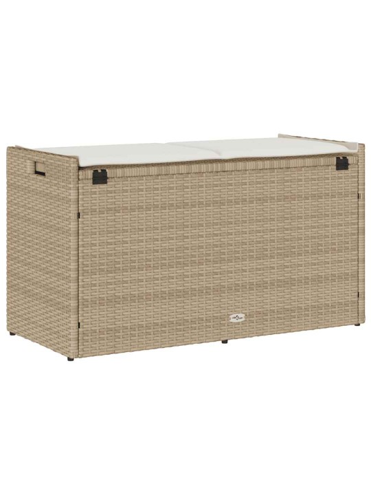 Venkovní lavice s polštářem béžová 100 cm poly ratan