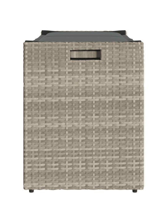 Venkovní lavice s polštářem světle šedá 100 cm poly ratan