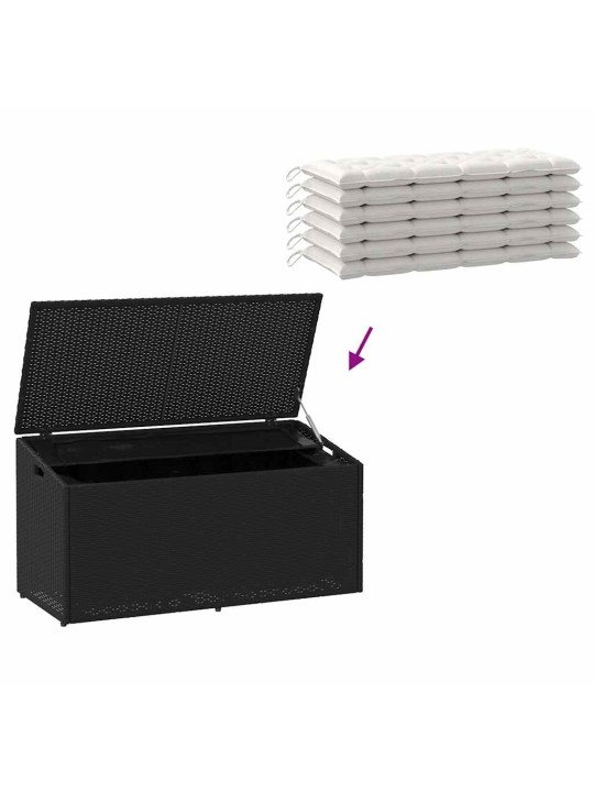 Zahradní úložný box černý 110x50x58 cm polyratan