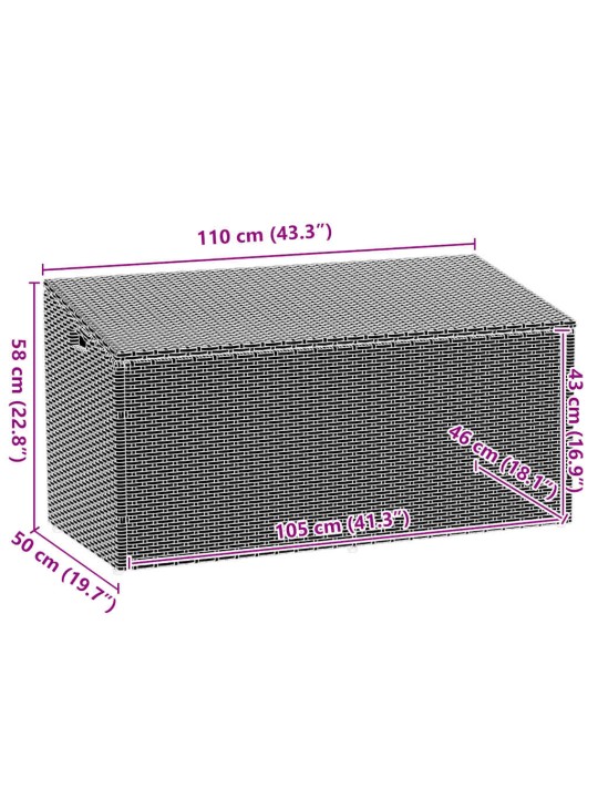 Zahradní úložný box černý 110x50x58 cm polyratan