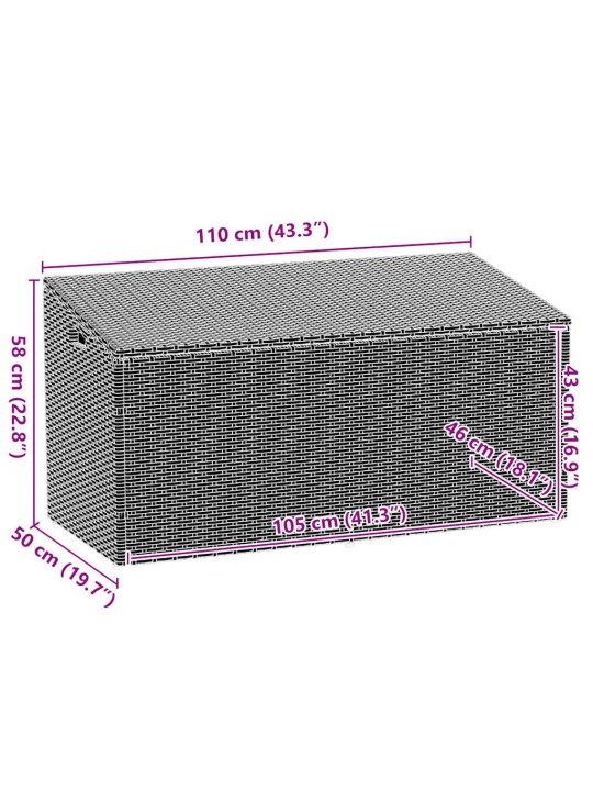 Zahradní úložný box béžový 110x50x58 cm polyratan