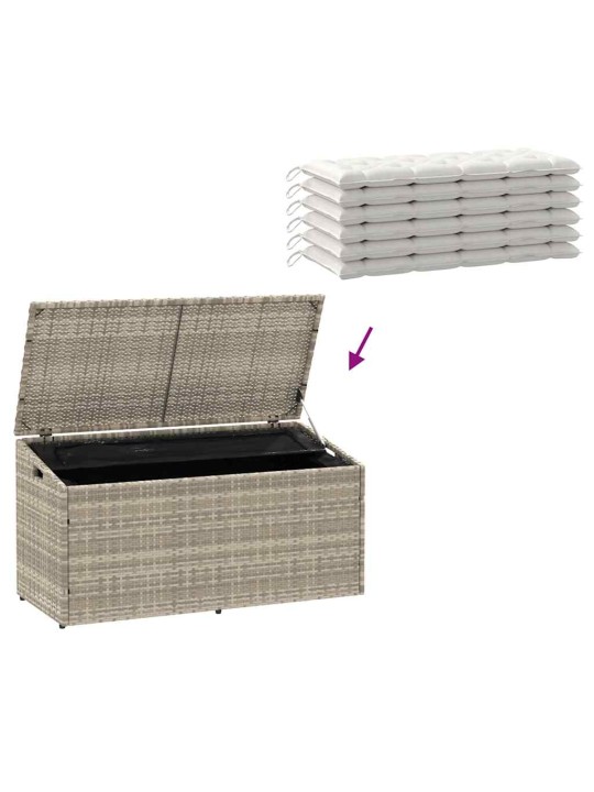 Zahradní úložný box světle šedý 110x50x58 cm polyratan