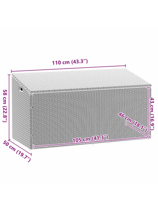 Zahradní úložný box světle šedý 110x50x58 cm polyratan