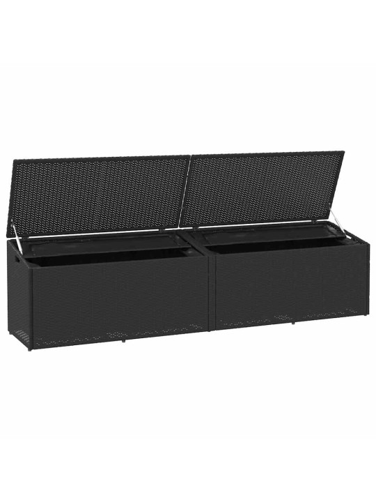 Zahradní úložný box černý 220x50x58 cm polyratan