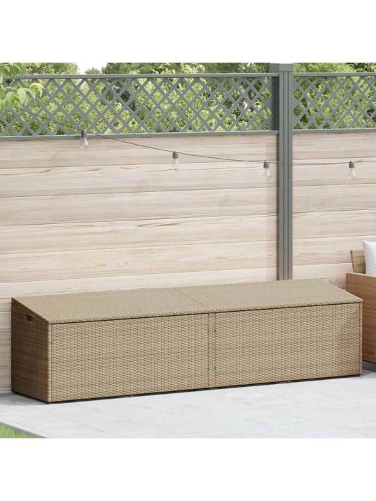 Zahradní úložný box béžový 220x50x58 cm poly ratan