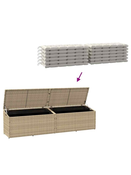 Zahradní úložný box béžový 220x50x58 cm poly ratan
