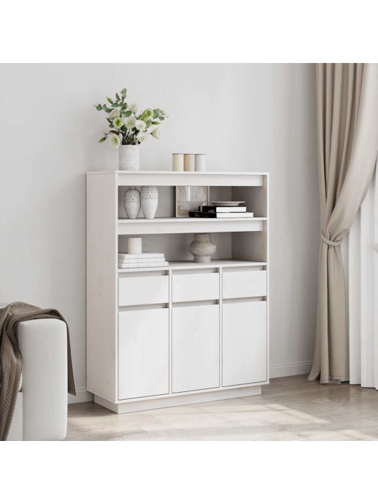 Skříň highboard bílá 89x34x116,5 cm masivní borové dřevo