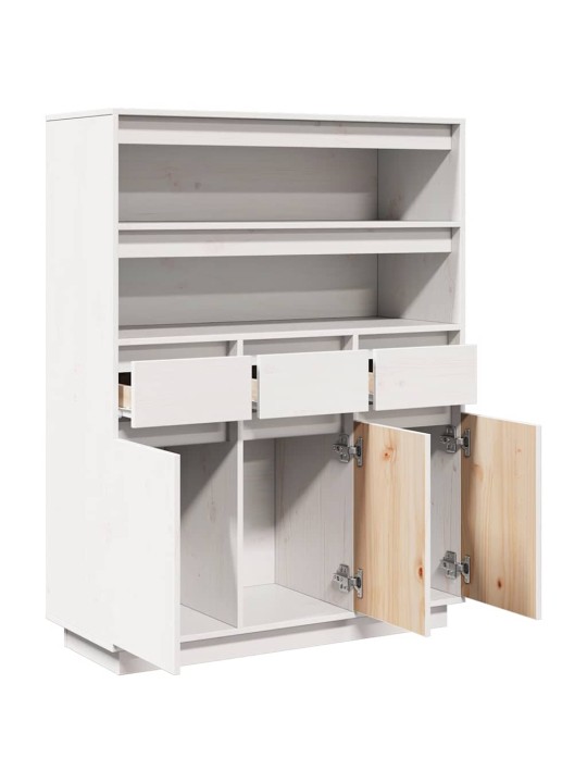 Skříň highboard bílá 89x34x116,5 cm masivní borové dřevo