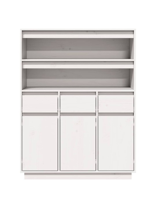 Skříň highboard bílá 89x34x116,5 cm masivní borové dřevo