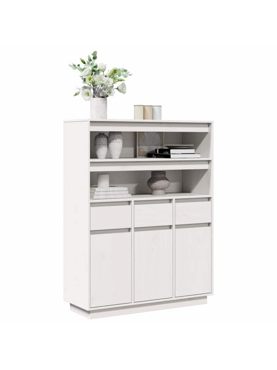 Skříň highboard bílá 89x34x116,5 cm masivní borové dřevo