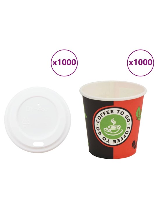 Papírové kelímky na kávu s víčky 1000 pcs 4oz 120ml
