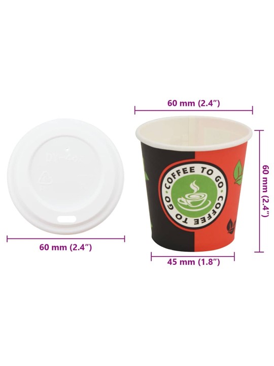 Papírové kelímky na kávu s víčky 1000 pcs 4oz 120ml