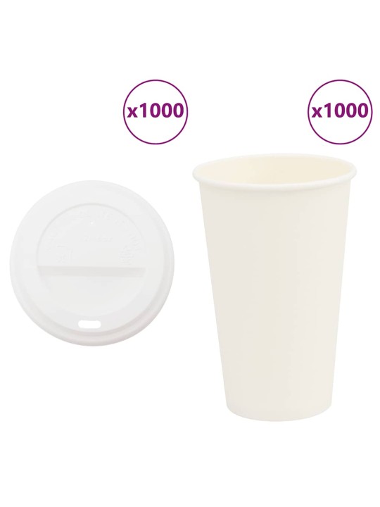 Papírové kelímky na kávu s víčky 1000 pcs 16oz 400ml