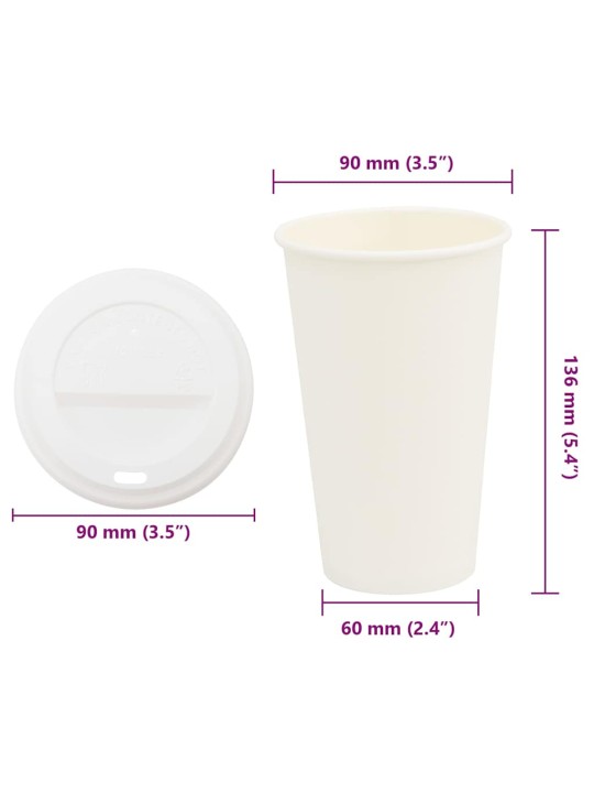 Papírové kelímky na kávu s víčky 1000 pcs 16oz 400ml