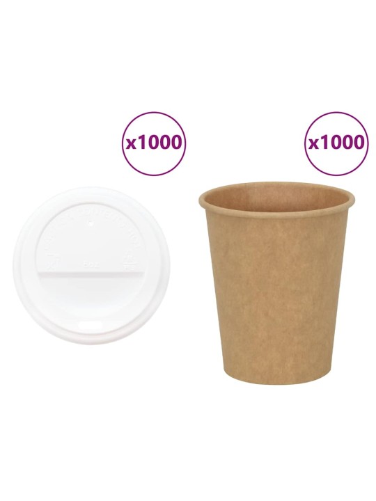 Papírové kelímky na kávu s víčky 1000 pcs 8oz 200ml