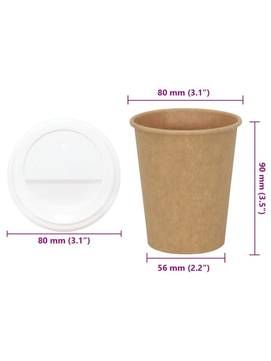 Papírové kelímky na kávu s víčky 1000 pcs 8oz 200ml