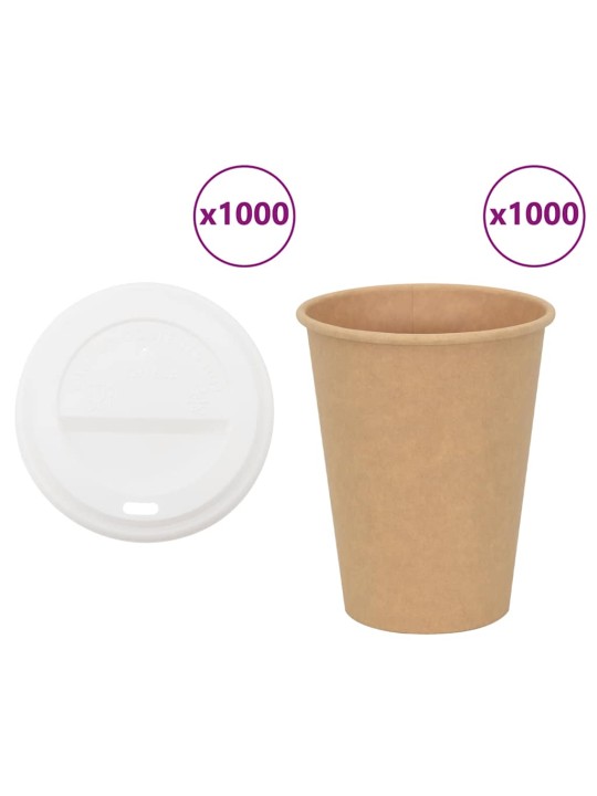 Papírové kelímky na kávu s víčky 1000 pcs 12oz 300ml