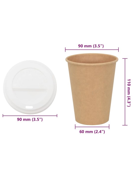 Papírové kelímky na kávu s víčky 1000 pcs 12oz 300ml