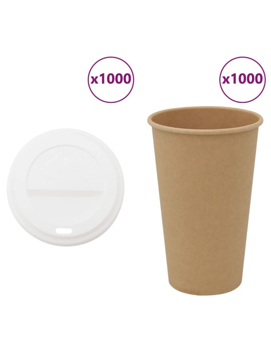 Papírové kelímky na kávu s víčky 1000 pcs 16oz 400ml