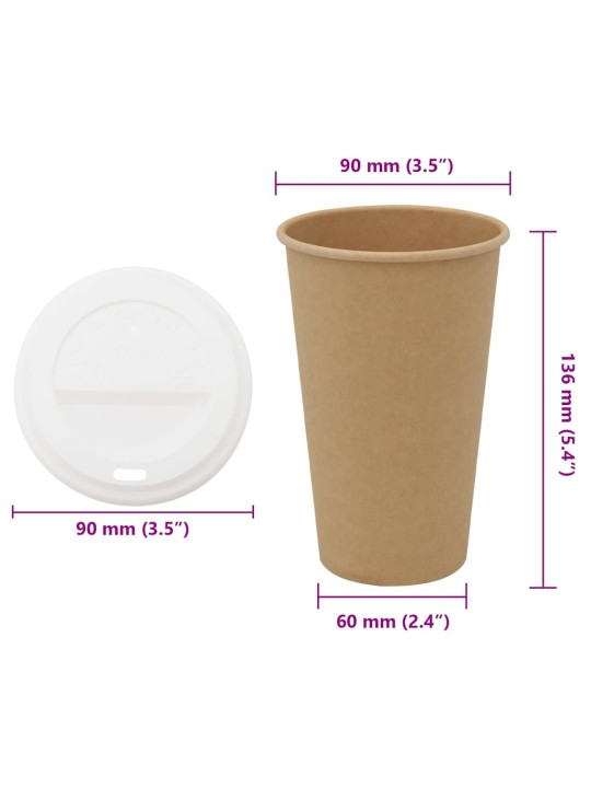 Papírové kelímky na kávu s víčky 1000 pcs 16oz 400ml