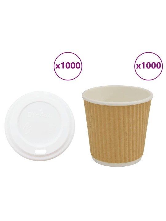 Papírové kelímky na kávu s víčky 1000 pcs 4oz 100ml